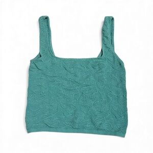 Anthropologie Teal Floral Crop Top